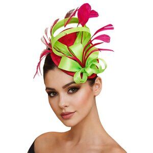 Bow Feather Mesh Fascinator Hair Clip Headband. New